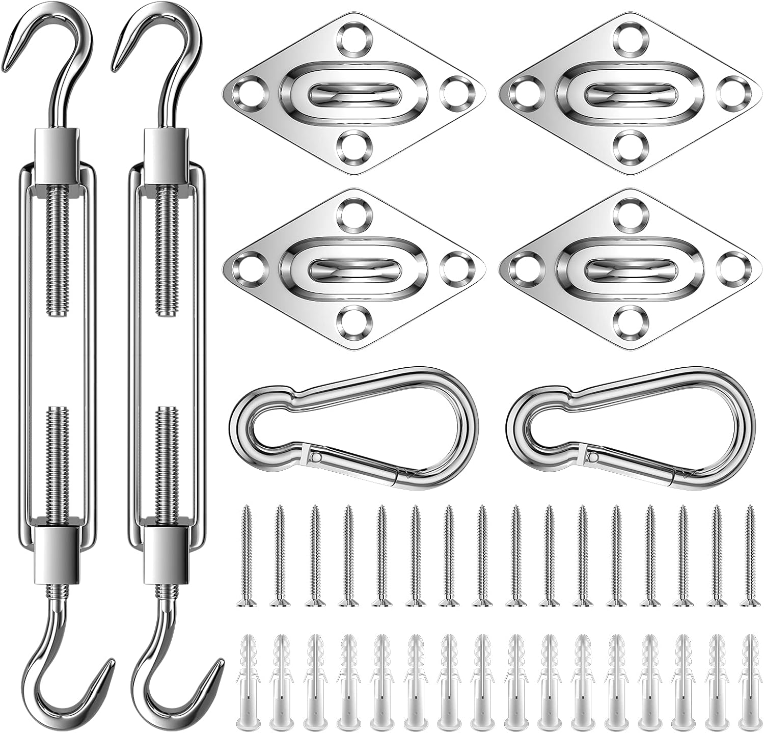 Sun Sail Hardware Kit, 5 Inch 304 Marine Grade Stainless Steel Sun Shade Sail Hardware Kit for