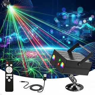 Disco Ball Party Lights, RGB LED Stage Strobe Light Projector with Remote Control, Sound Activated DJ Lighting for Christmas Birthday Party Club Bar Rave Home Decor Gifts