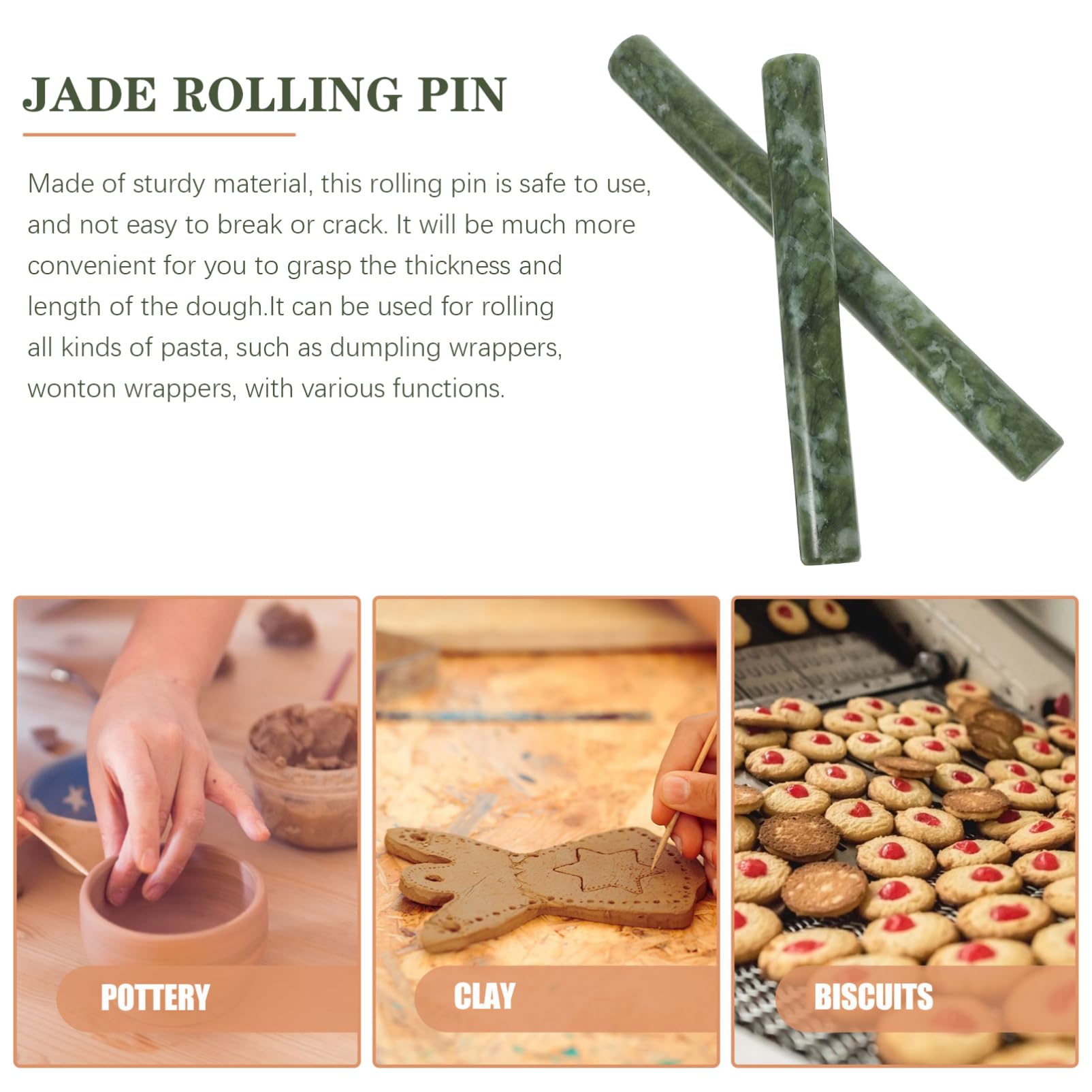 Rouleaux à Pâtisserie en Jade Vert, Lot de 2, Cuisine
