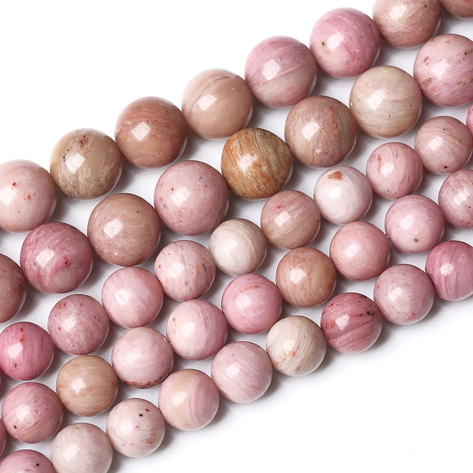 32 perline rotonde sfuse in pietra naturale rosa da 12 mm, 5A, per la creazione di gioielli fai da te, bracciali, collane, 32 cm (12 mm, rodocrosite)