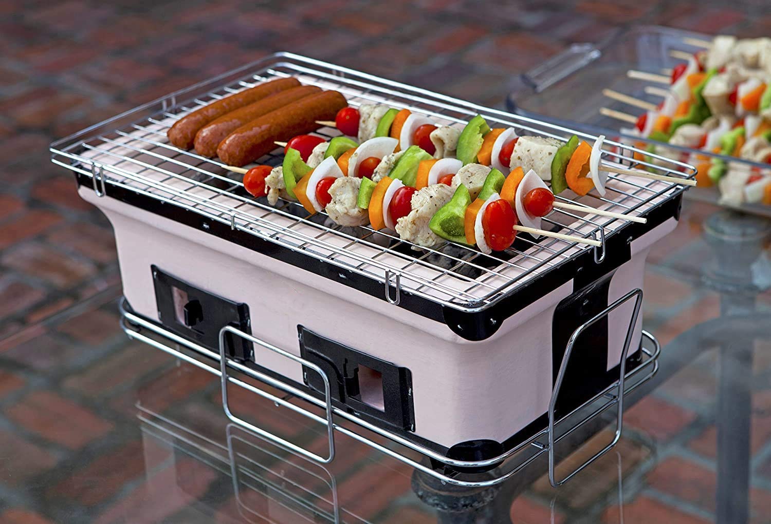 Supporto per barbecue, Apparecchio for cucinare con piastra for barbecue da esterno pieghevole portatile for il campeggio