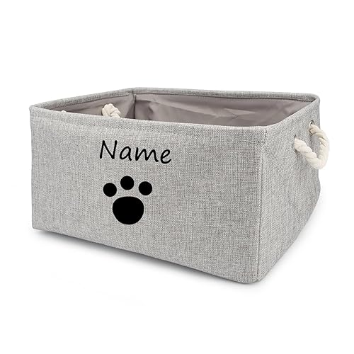 Cesta de almacenamiento para mascotas con nombre personalizado, cesta de juguetes para perros