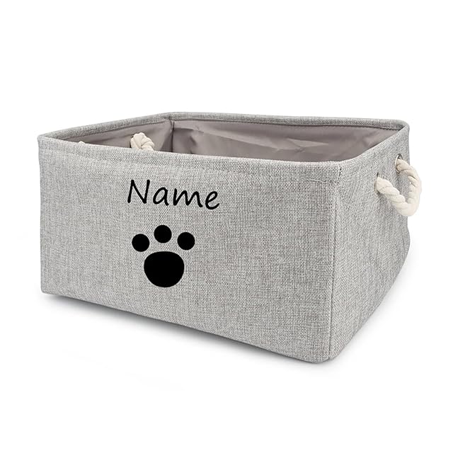 Cesta de almacenamiento para mascotas con nombre personalizado, cesta de juguetes para perros
