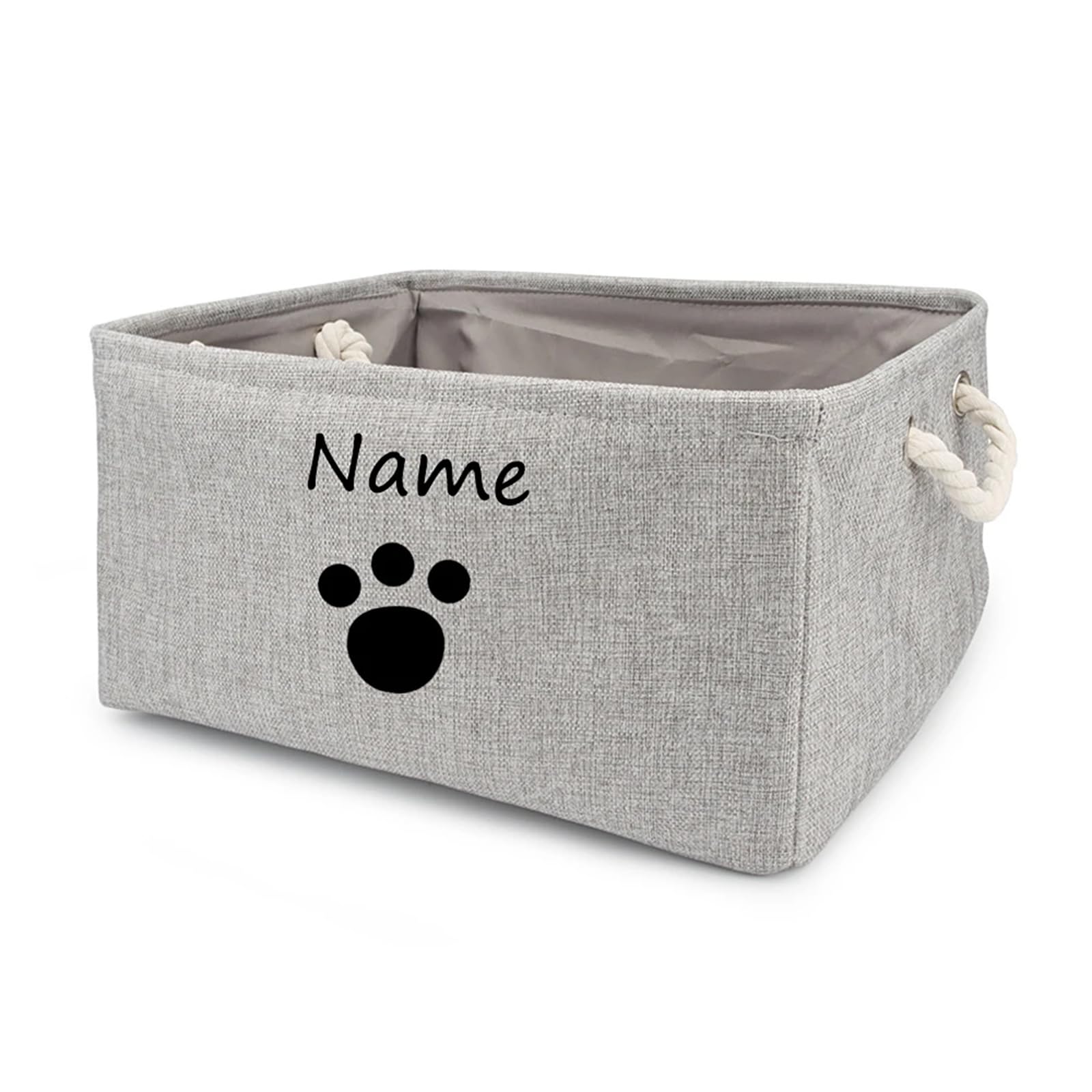 yky Personalized Name Pet Storage Basket,Dog Toy Basket, Personalized Dog Storage Box Foldable Dog Toy Organizer Pet Basket (Grey-Small Paw,S:30 * 20 * 12CM) โ image 1