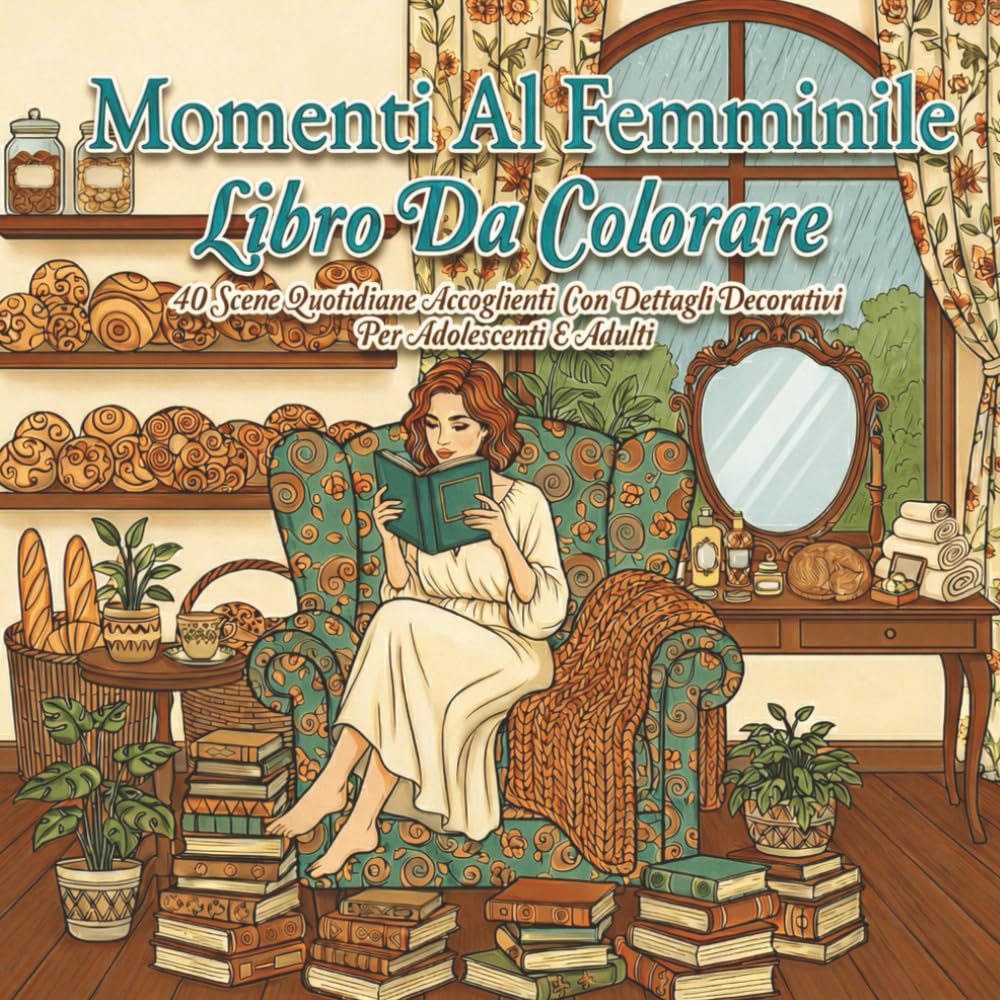 Momenti Al Femminile Libro Da Colorare: 40 Scene Quotidiane Accoglienti Con Dettagli Decorativi Per Adolescenti E Adulti