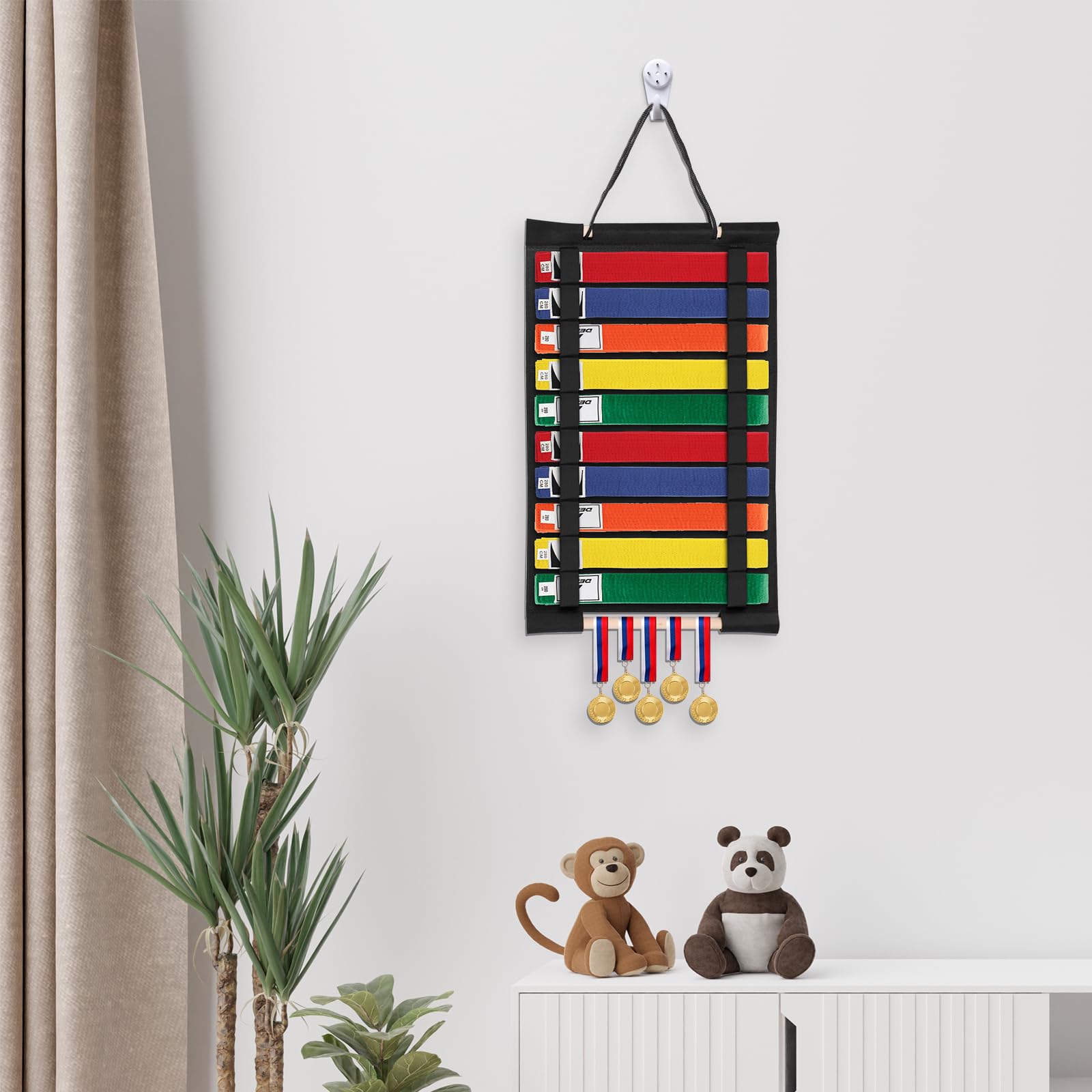 Aazon.co : JUXYES Wall Hanging Artial Arts Belts Organizer For 10 Belts With Edal Hanger And