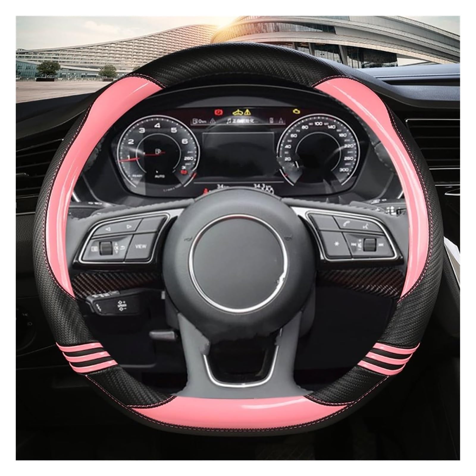 Funda Protectora para Volante de Coche A1 A3 A4 A5 A6 A7 A8 Q2 Q3 Q5 Q7 Q8 Accesorios para Coche Funda para Volante de Coche 38cm