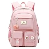 Laptop Backpacks 15.6 Inch College Backpack Elementary Middle High School Bag Large Cute Bookbags Anti Theft Travel Back Pack Casual Daypack Kids Book Bag for Teens Girls Women Students (Pink)