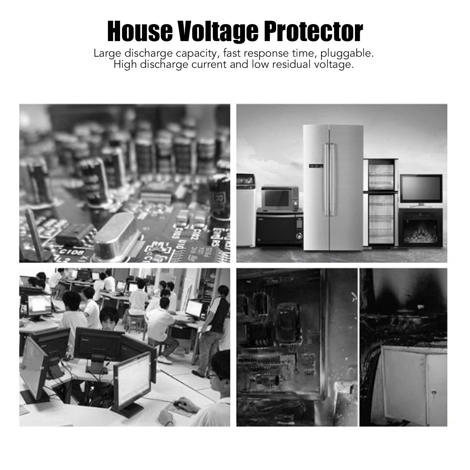 Dispositivo de Protección Contra Sobretensiones 2P, 40Ka 275V AC Protector de Pararrayos de Protección de Voltaje de PC para Proteger Los Sistemas de Línea de Alimentación de Ca de Sobretensiones