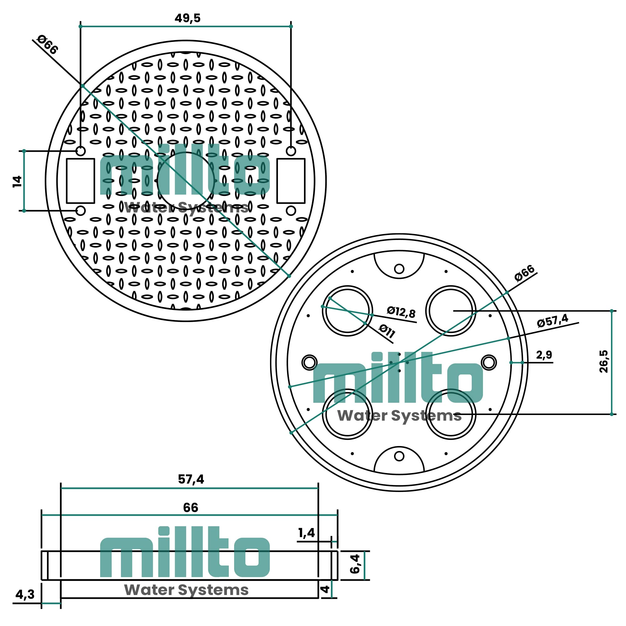 Millto™ Schachtabdeckung Kunststoff Rund Ø DN600 Schwarz PP Kanaldeckel Schachtdeckel | Abflusssteigrohr Rohr Deckel Zisternendeckel Kl. A15 | Belastung bis 1,5 t Abdeckung gewelltes