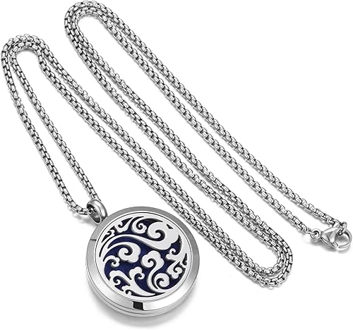 Miniatura 6 de Aromaterapia Difusor de Aceite Esencial Collar Árbol de la Vida Diseño Nube Acero Inoxidable Locket Colgante Regalo de Navidad Cumpleaños para