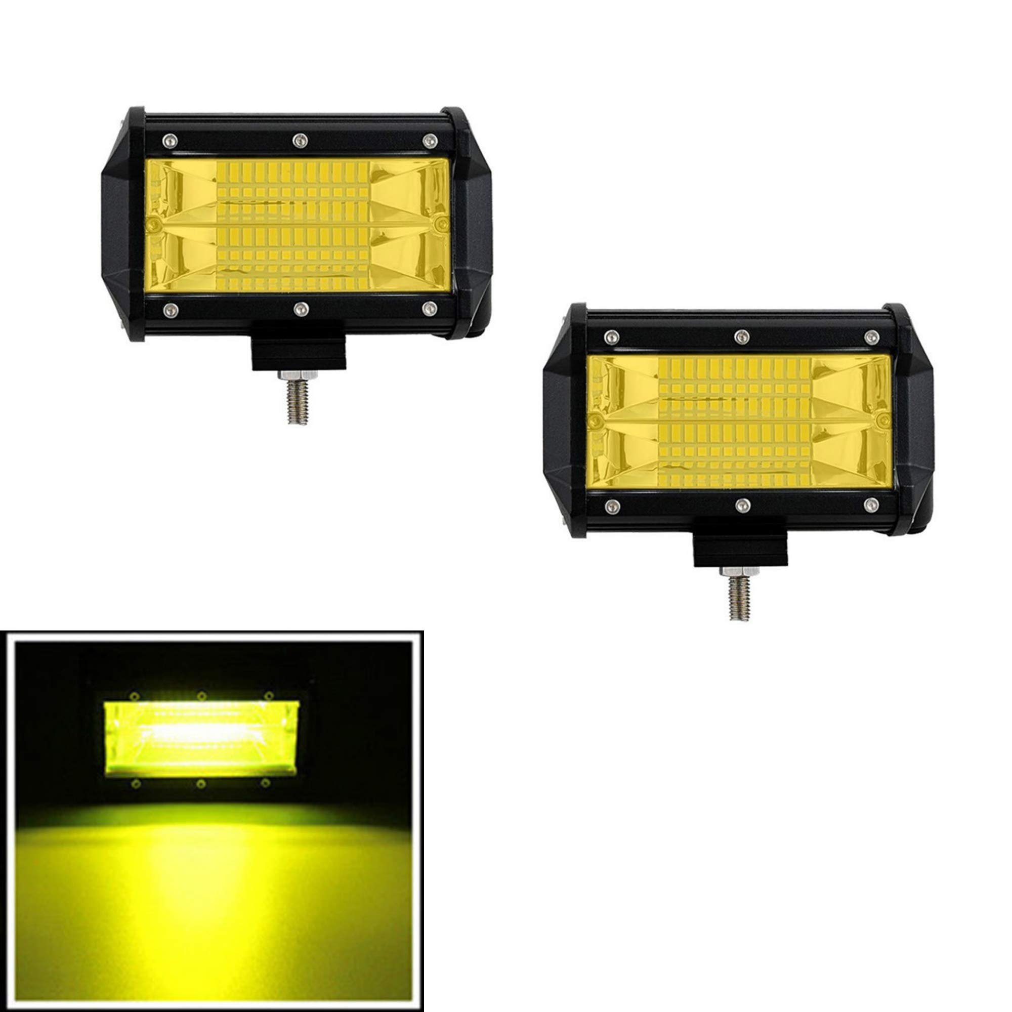 5” LED Light Bar 144W Waterproof LED Fog Lights Spotlight Offroad Driving Lights Amber DC 12-24V for Truck UTV ATV Boat Truck Jeep 4WD