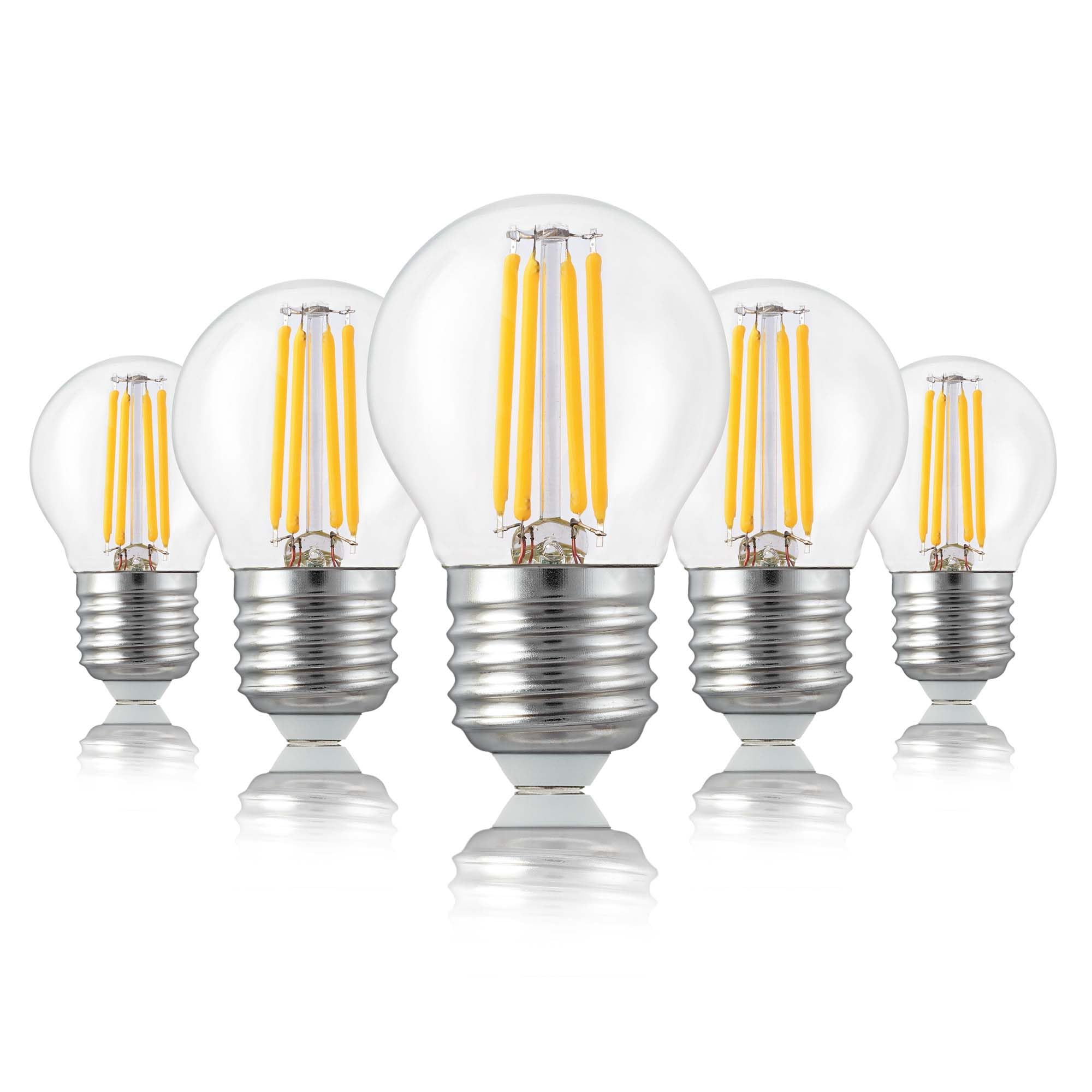hellum e27 LED Birne Tropfen, Glühbirne e27 4,5 W, LED Leuchtmittel klar, 470 Lumen warmweiss, 5er Set mini Kühlschrank Glühbirne, Glühlampe warmweiß, 220438