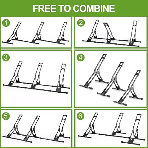 Miniatura 5 de RELIANCER Soporte de almacenamiento de 3 bicicletas ajustables, estante de estacionamiento para bicicletas, soporte de rueda de bicicleta estable
