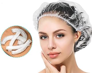 Vtrem Disposable Shower Cap 100PCs Larger and Thicker Waterproof Elastic Bath Caps Individually Wrapped Clear Plastic Hair Caps for Women Kids, Travel Spa, Hotel and Hair Solon, Home Use
