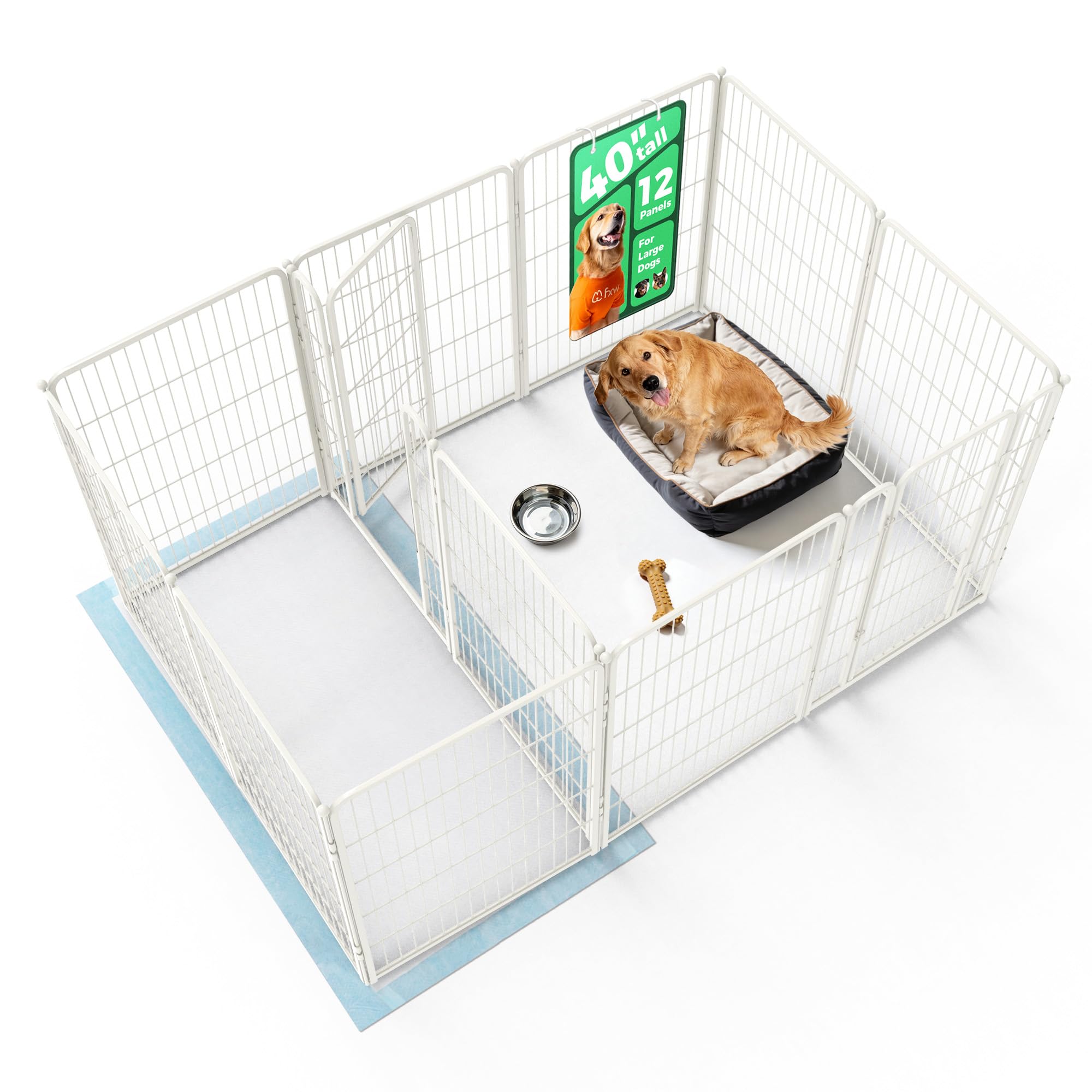 FXW Homeplus Indoor Dog Playpen with Divider Connectors, 40" H, 12 Panels