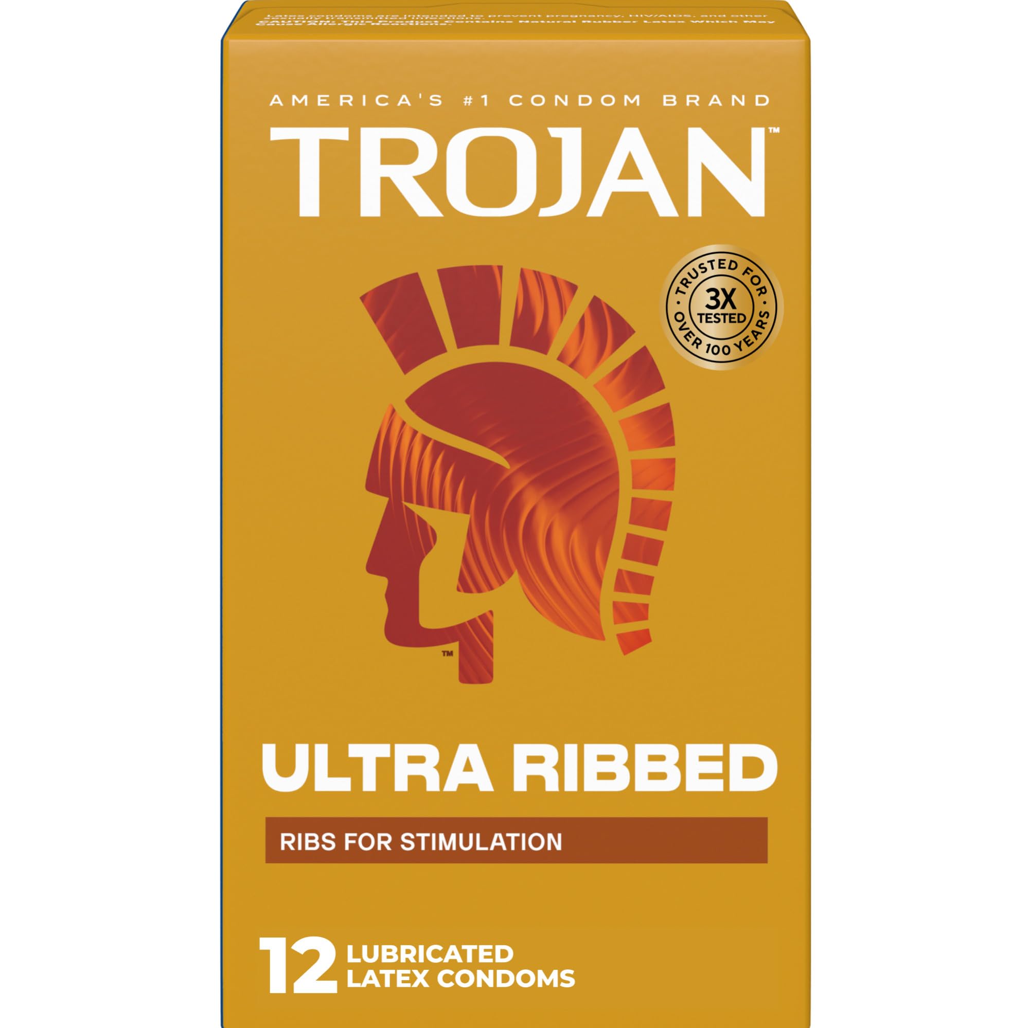 Trojan Stimulations Ultra Ribbed Lubricated Condoms, 12 Count