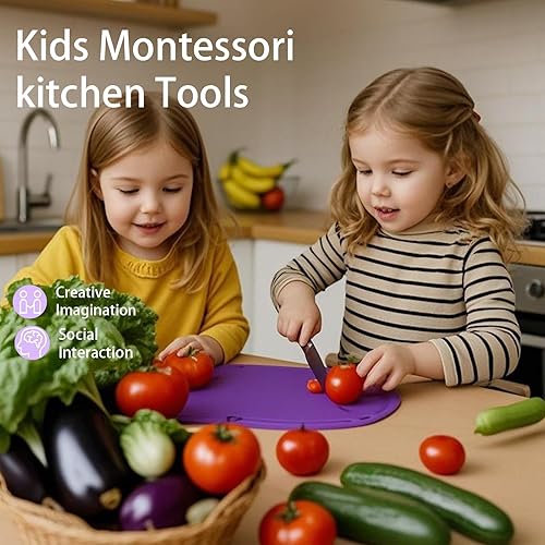 Miniatura 11 de Montessori Herramientas de cocina juguetes regalos para niños y niñas de 4 5 6 7 8 9 10 años de edad, juego de cuchillos seguros de cocina real