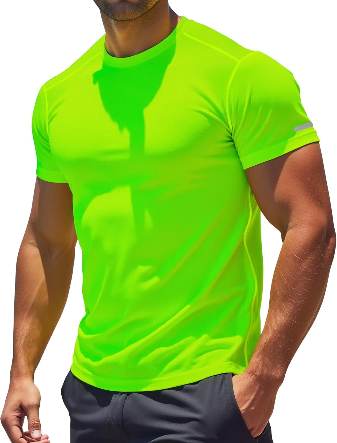 Workout Shirts Men Moisture Wicking T-Shirt Quick Dry Running Short Sleeve Gym Performance Active Tee Athletic Fit