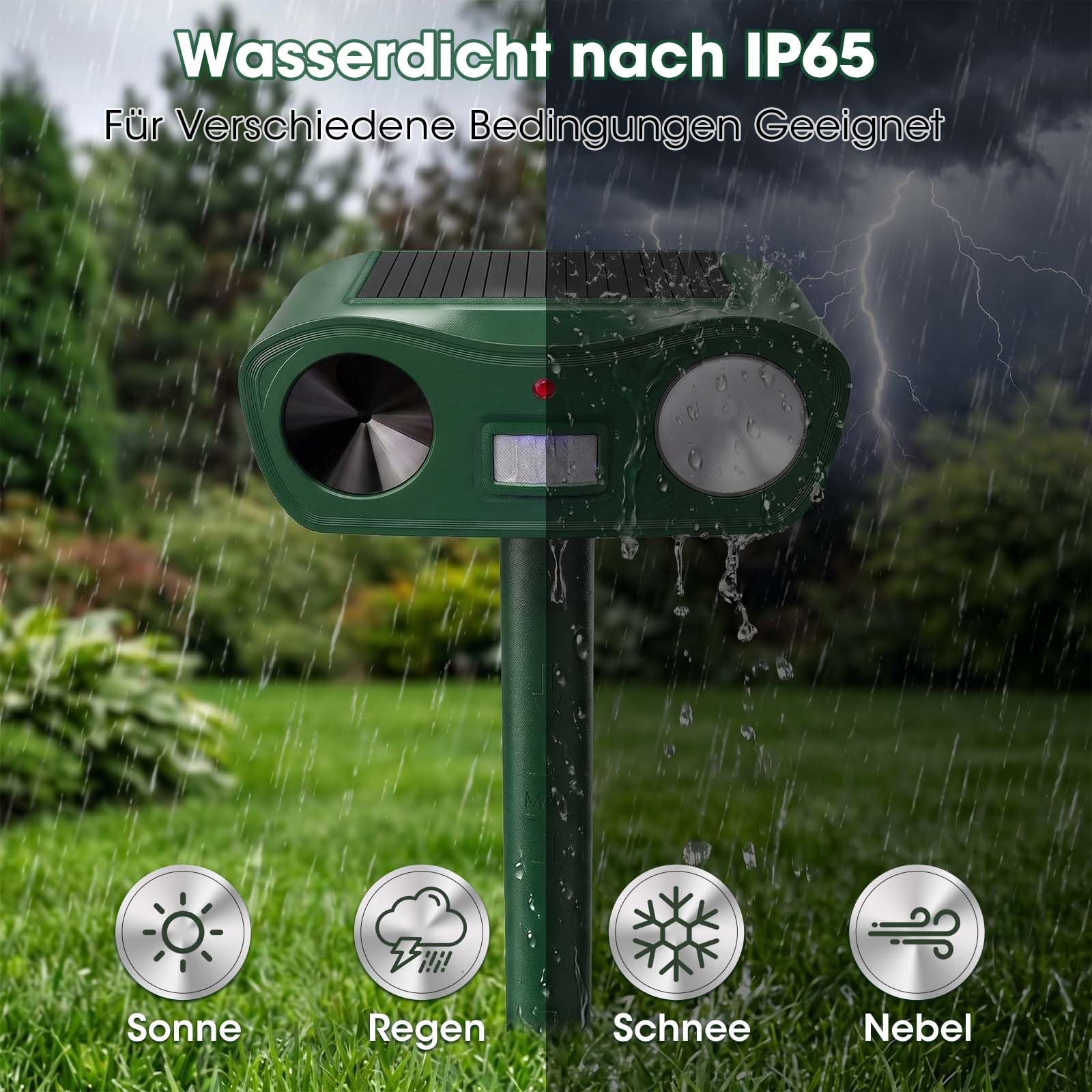 Katzenschreck Ultraschall, Solar Tiervertreiber und Blitz, Maulwurf vertreiber, Katzenabwehr für Garten, Wirksam Gegen Katzen, Hunde, Marder, und Vögel Schädlineg, 4-teiliges Set