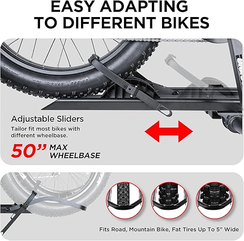 Miniatura 7 de Portabicicletas EZ-FOLD de aluminio de 200 libras con rampa para bicicletas y bicicletas eléctricas, automóvil, SUV, camión, furgoneta, RV y remolque