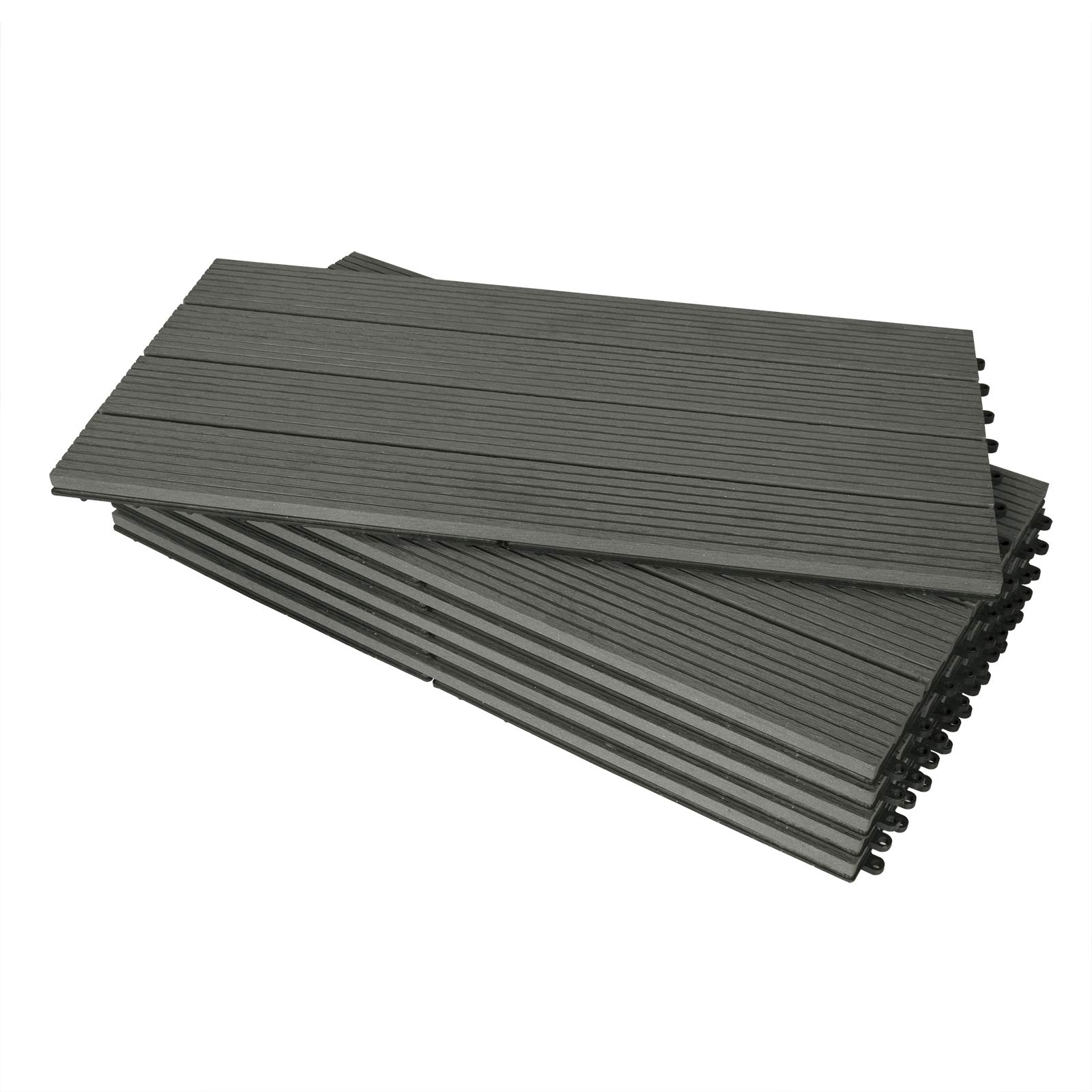 EUGAD 12 Pezzi Piastrella per Pavimento da Giardino Terrazza Pavimento ad Incastro per Casa Fai da Te Pavimentazione in WPC 30x60 cm Grigio Chiaro