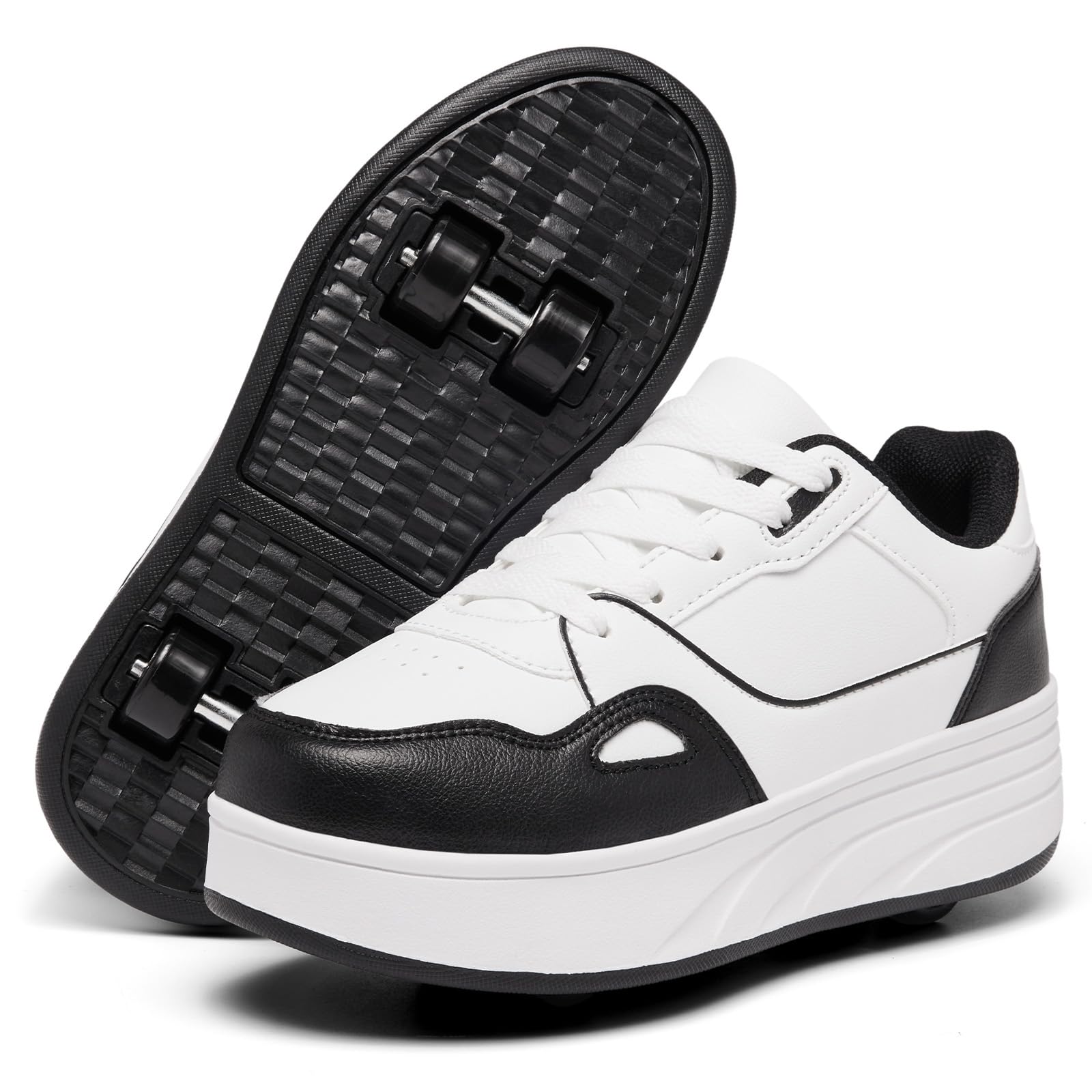 HSQ Fashion Sneaker Roller Skate Shoes for Boys Girls Kids Detachable Wheeled 2 in 1 Skating Shoes with Wheels