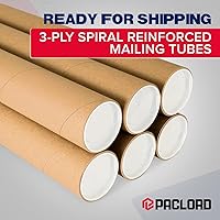 Vista 4 de Tubo de cartón reforzado resistente de 3 x 18 pulgadas, paquete de 2 tubos con 4 tapas, seguro aprobado por USPS, ideal para envío y almacenamiento