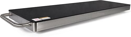 NutriChef Placa caliente de calentamiento de acero inoxidable mantén la comida caliente con bandeja eléctrica portátil para alimentos con tapa de