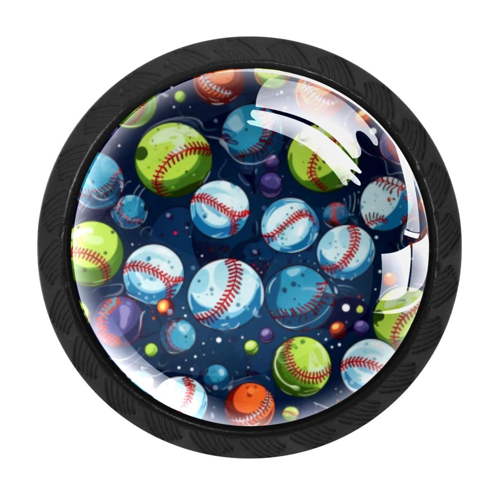 Chenzzzz Multicolored 01 4 Pack Baseball Dresser Drawer Cabinet Knobs Round Crystal Glass Knobs Pulls Handles For Kitchen Wardrobe Cupboard Door Hardware