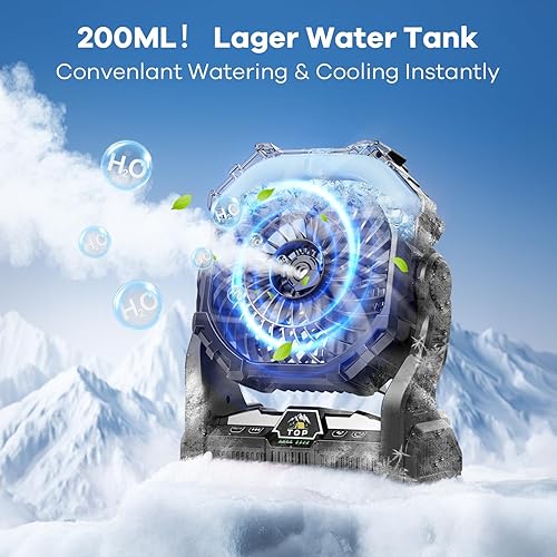 Miniatura 2 de Ventilador de niebla portátil con linterna RGB, ventilador recargable de niebla de camping de 30000 mAh con batería de emergencia, suministros de