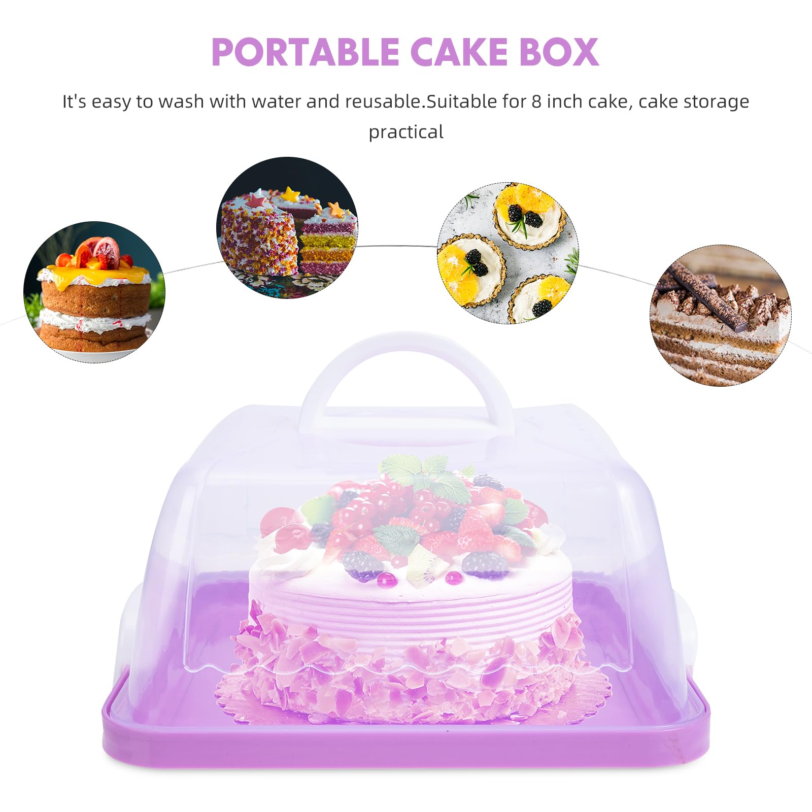 LIFKOME Portable Cake Carrier with Handle Cake Container Holder with Lid Square Cake Stand Box Pie Saver for Bakers Chefs Caterers