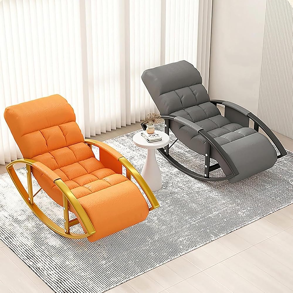Genérico Conjunto de sillones reclinables Ajustables extragrandes para Patio con reposapiés - Cómoda Mecedora Color Blanco Roto para Sala de Estar y Exteriores, Elegantes Patas Doradas, Asiento perfe