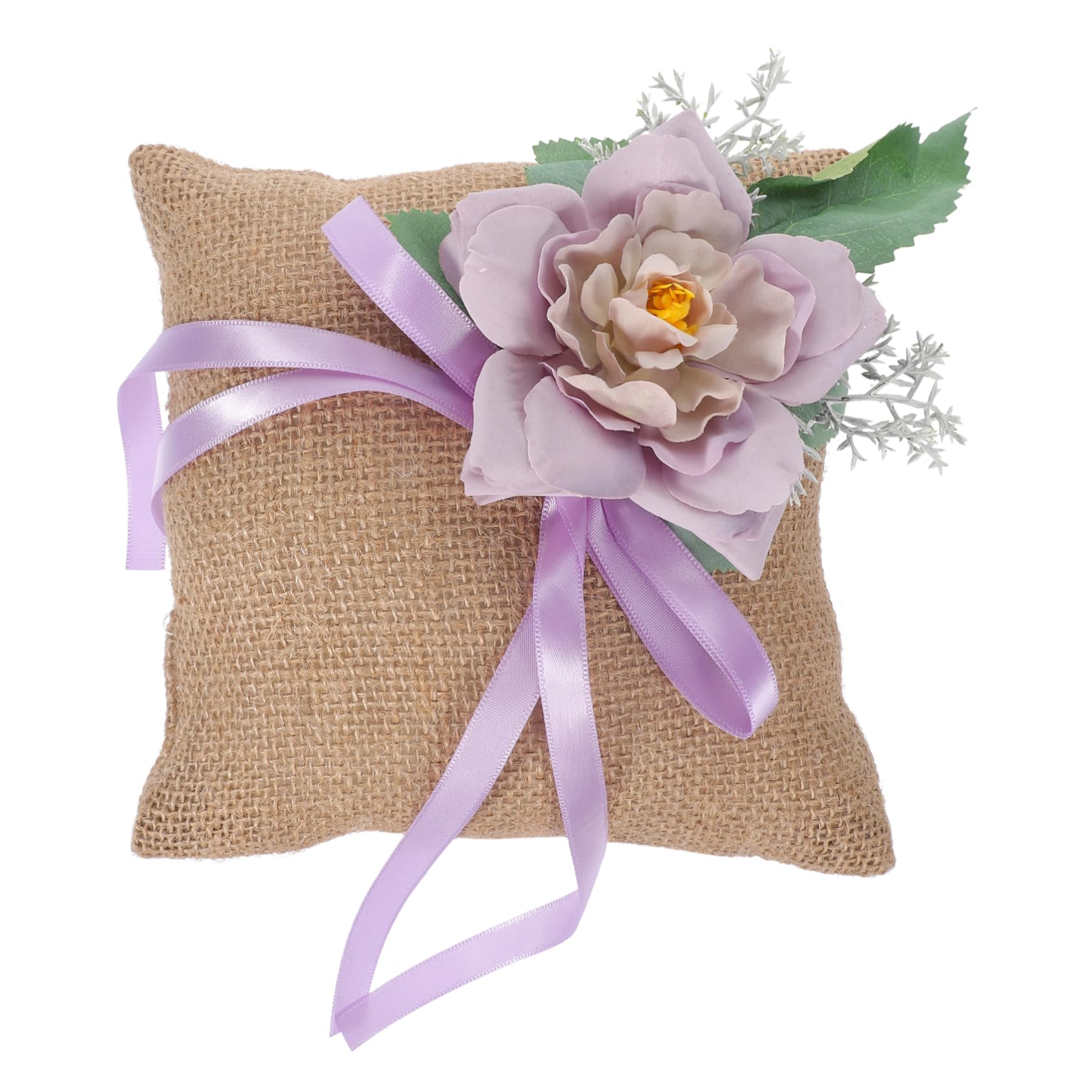 PRETYZOOM Vintage Rustic Flower Ring Pillow for Weddings Decorative Ring Cushion Bridal Shower Present Elegant Wedding Supplies for Ceremony and Engagement