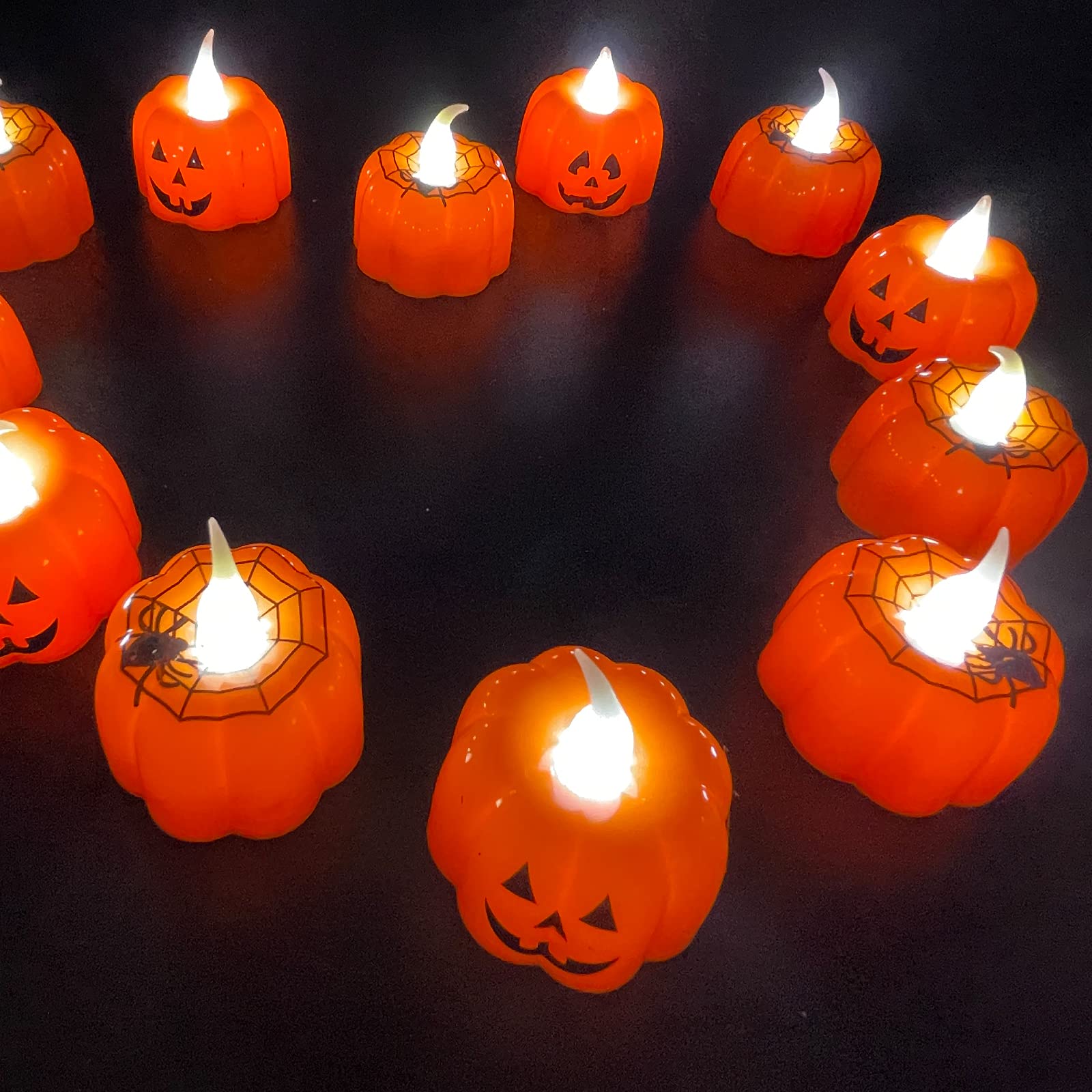 12 PCS LED Bougies Chauffe-Plat à La Citrouille Flammes Alimenté Batterie Bougies Lumière Décor