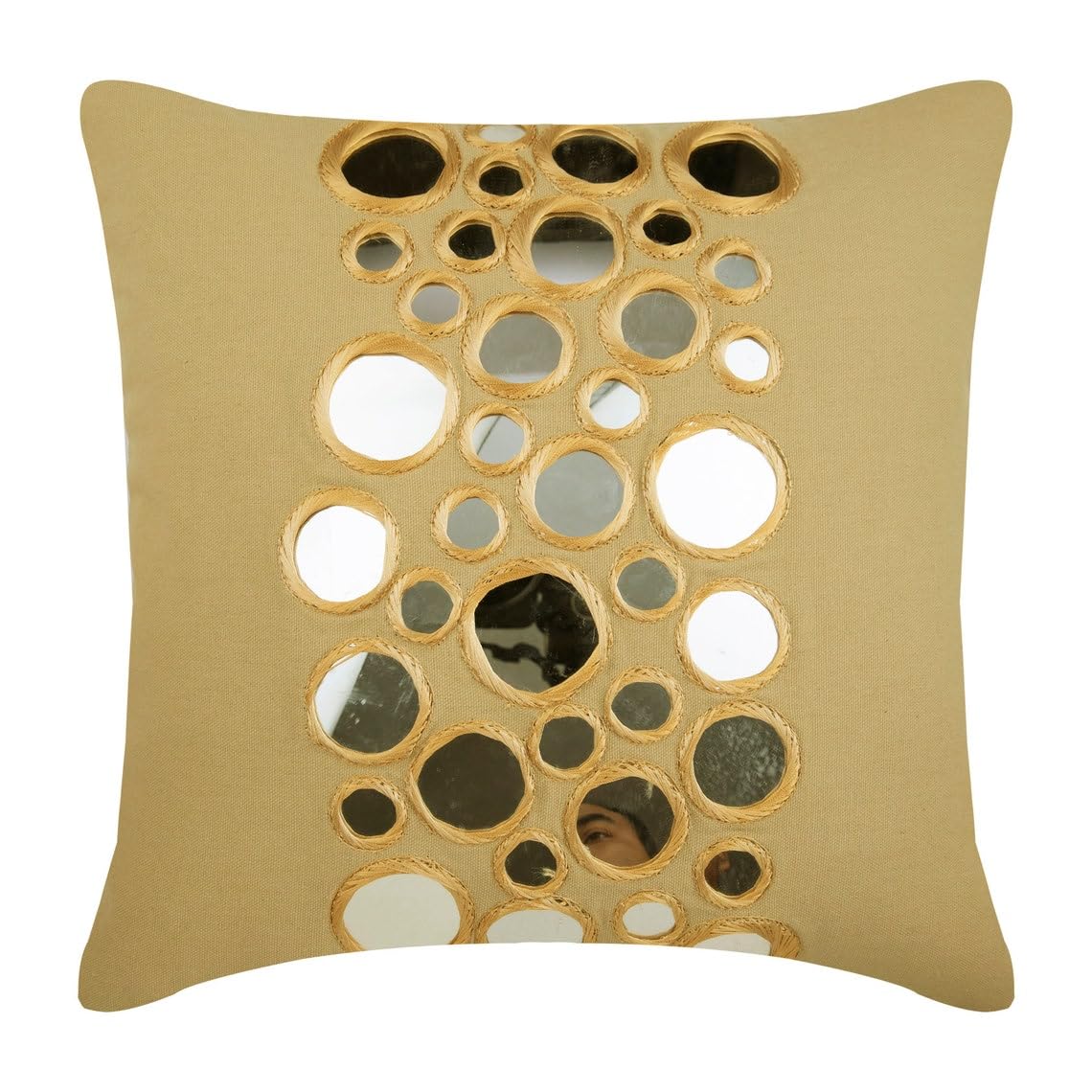 The HomeCentric Beige Throw Cushions Cover, Mirror Cushion Covers, 50x50 cm (20x20 inch) Throw Cushion Cover, Geometric Modern Throw Cushions Cover, Square Cotton Canvas Cushions - Reflectors โ image 1
