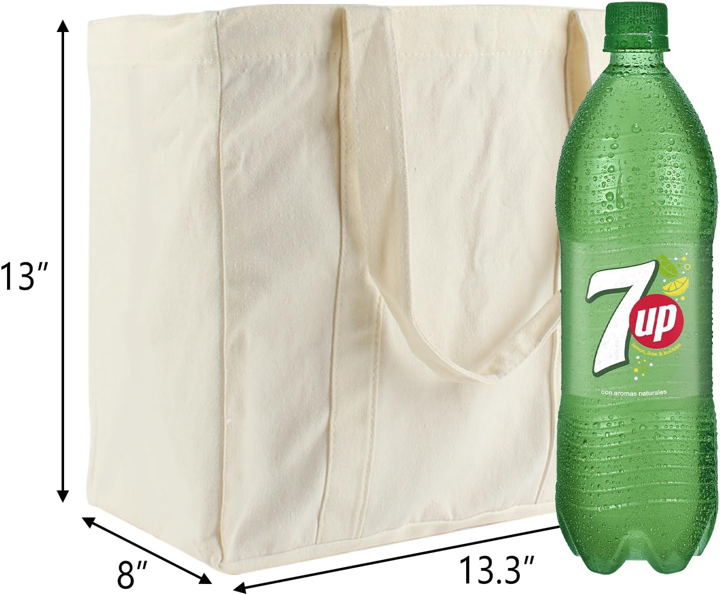 3 bolsas de comestibles de lona de 13.3 x 13 x 8 pulgadas, bolsas de compras reutilizables con bolsillos reales, correa de hombro larga y