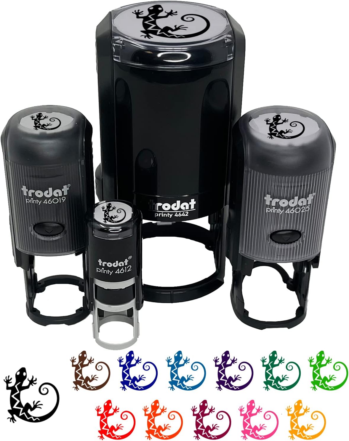 Southwest Native American Lizard Reptile Spirit Animal Self-Inking Rubber Stamp Ink Stamper for Stamping Crafting Planners - 1-1/2 Inch Large - Blue Ink