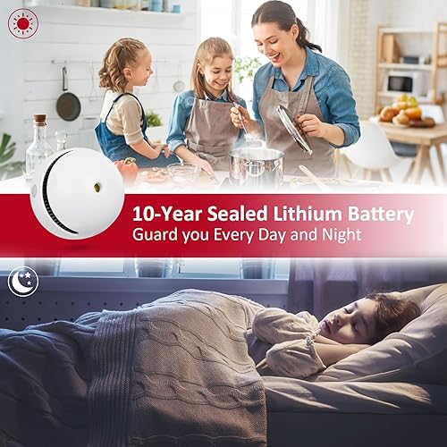 Miniatura 6 de 1 paquete de detector de humo inteligente interconectado, alarma de humo, alertas de aplicación Bluetooth en tiempo real, detector de humo Wi-Fi,