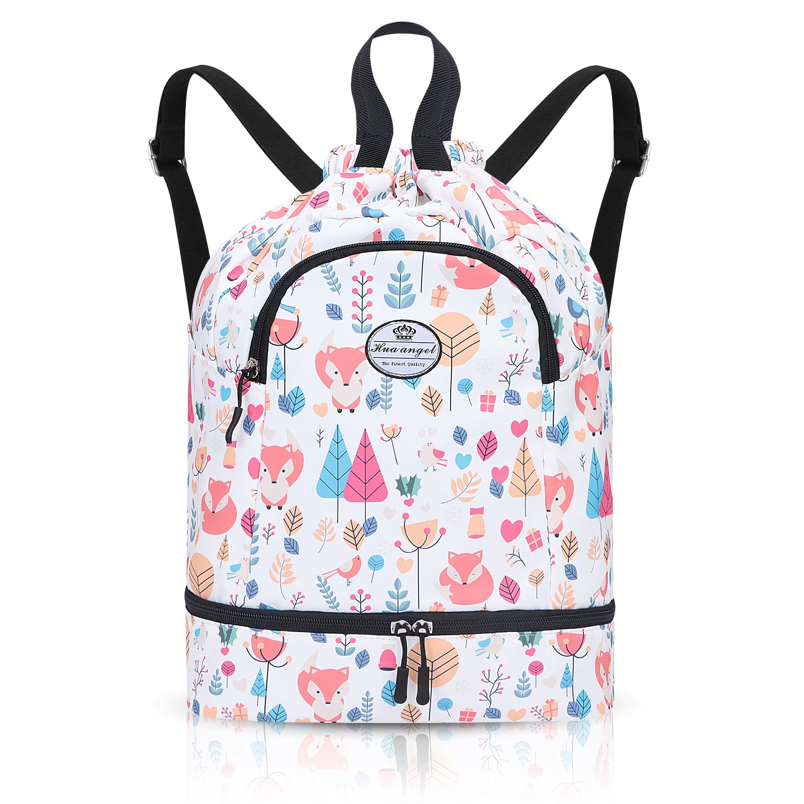 HUA ANGEL Unisex Drawstring Backpack Sports Gym Bag Drawstring Bag Weekend Daypack With Shoe Compartment for Women Men Basketball Football Outdoor Fitness Yoga Swimming Beach