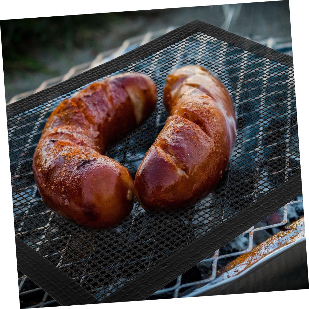 HANABASS 3 Stück BBQ Grillmatten aus Hitzebeständigem Wiederverwendbarem Mesh mit Antihaftbeschichtung Gesundes Grillen für Gas- Elektrogrills Leicht zu Reinigen