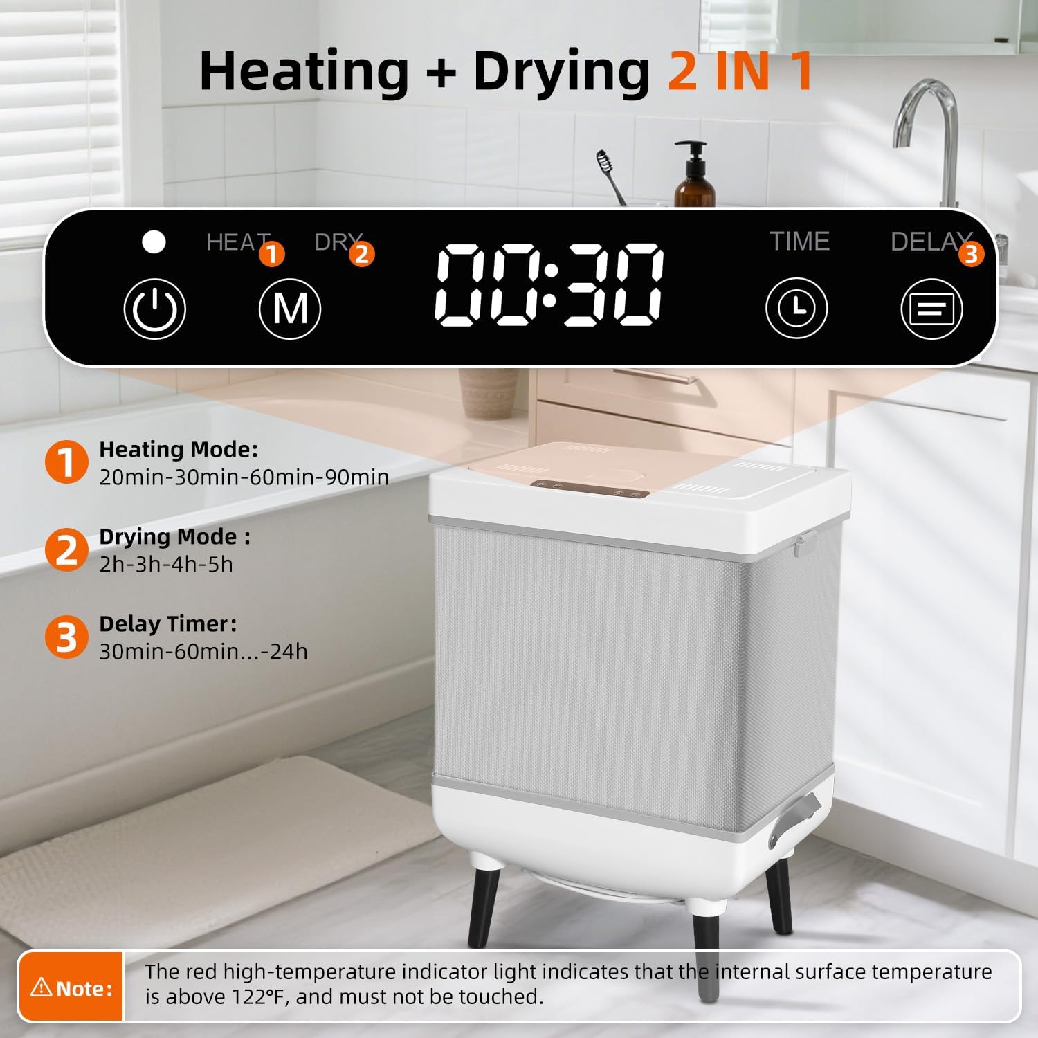 Towel Warmers for Bathroom, Foldable Hot Towel Warmer Bucket, Heat & Dry 2-in-1, Large Capacity(35L), Fits Up to 3 Oversized Towels(45"x70"), Bathrobes, Blankets, Portable Handle, Ideal for Home & Spa