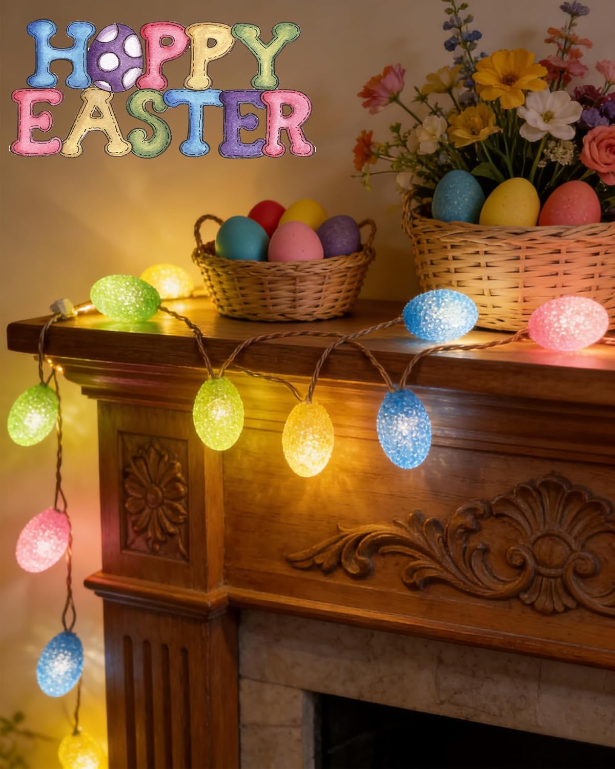 Easter Outdoor Lights 8.2Ft 10 LED Pastel Egg Light Shatterproof, Connectable Fairy Easter Egg Lights String Plug in for Indoor Home Porch Patio Garden Spring Party Decor