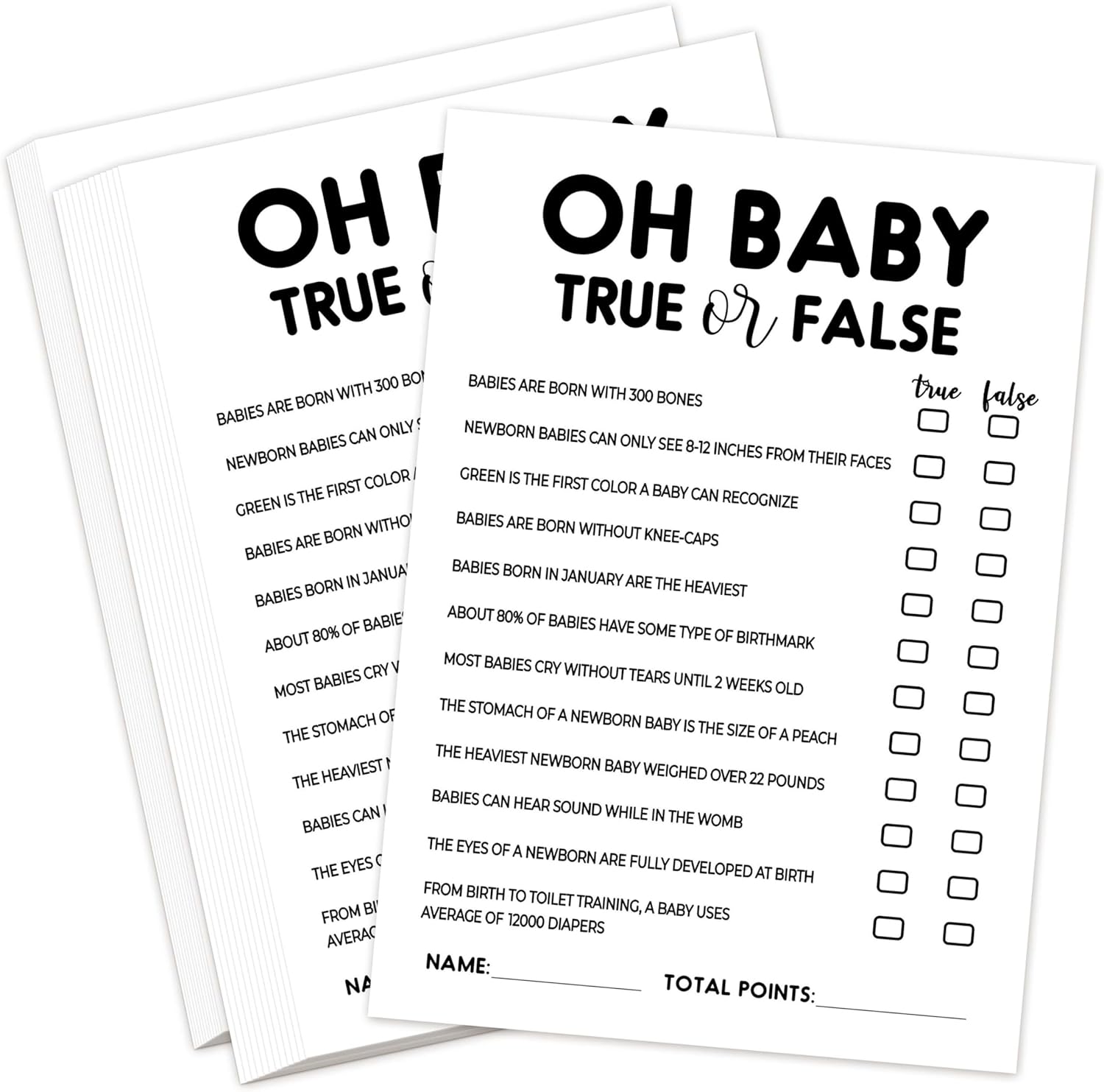 25PCS Gender Reveal Games for Guests - Fun Baby Shower Activities for Guests - Oh Baby True or False - Gender Reveal Party Supplies, 5x7 Inches Pack of 25 & 1 Answer Card- Minimalist -B06