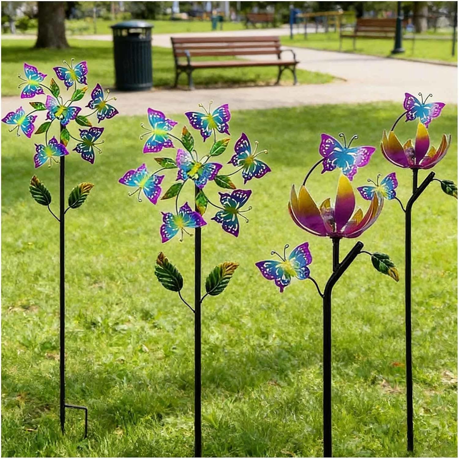 Yard Spinners, 117cm/46inch Garden Wind Spinners 360° Metal Windmills, Garden Wind Spinners Decor Gifts for Family Friends,A+B（4Packs）