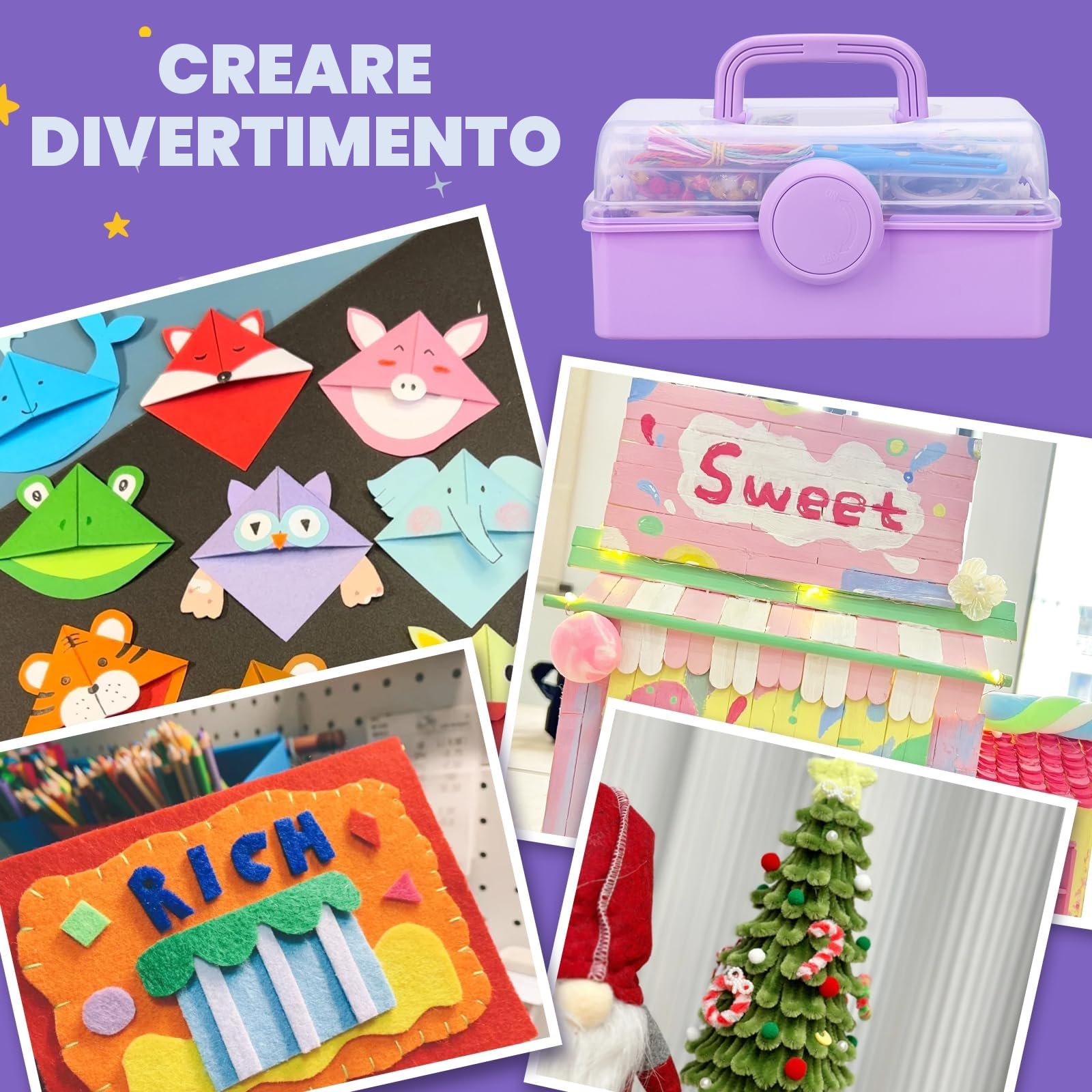TAVADA Lavoretti Creativi 3000+ Pezzi per Bambini 3+Anni DIY Art Craft Set, Kit Artigianali Scovolini Pipa Colorati Pompon, Sticks, Piume Accessori per Artigianato, Giochi