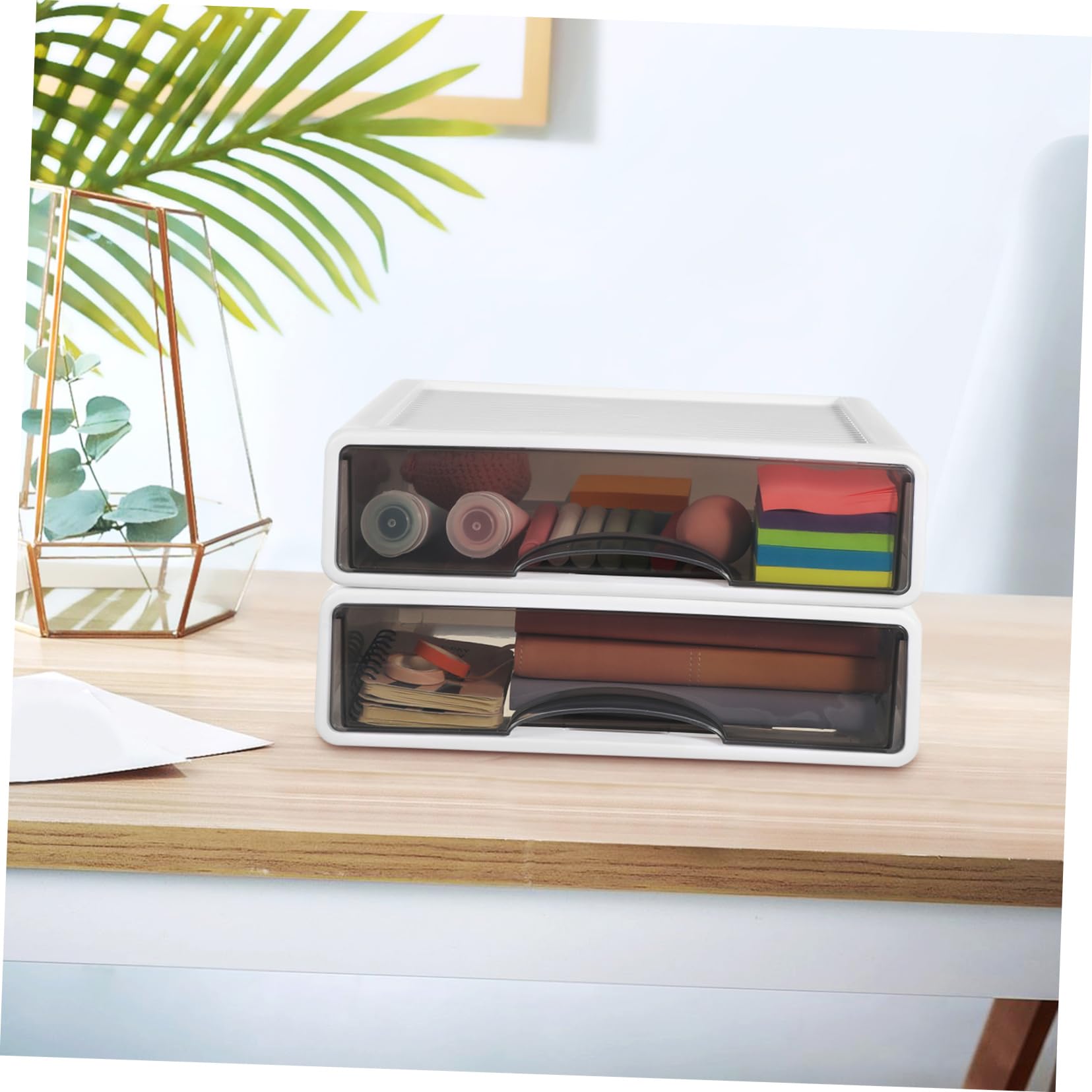 2piezas Caja De Almacenamiento Para Escritorio De Organizador De Papelería Soporte Para Maquillaje Archivador Organizador De Suministros Para Manualidades