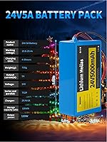 Vista 2 de Paquete de 2 baterías de litio de 24 V 5000 Ah con cargador de 29.4 V 1 A, batería recargable de 24 voltios para proyectos de bricolaje