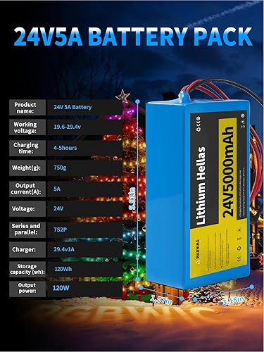 Miniatura 2 de Batería de litio de 24V 5Ah con cargador de 29.4V 1A, batería recargable de 24 voltios para proyectos de bricolaje