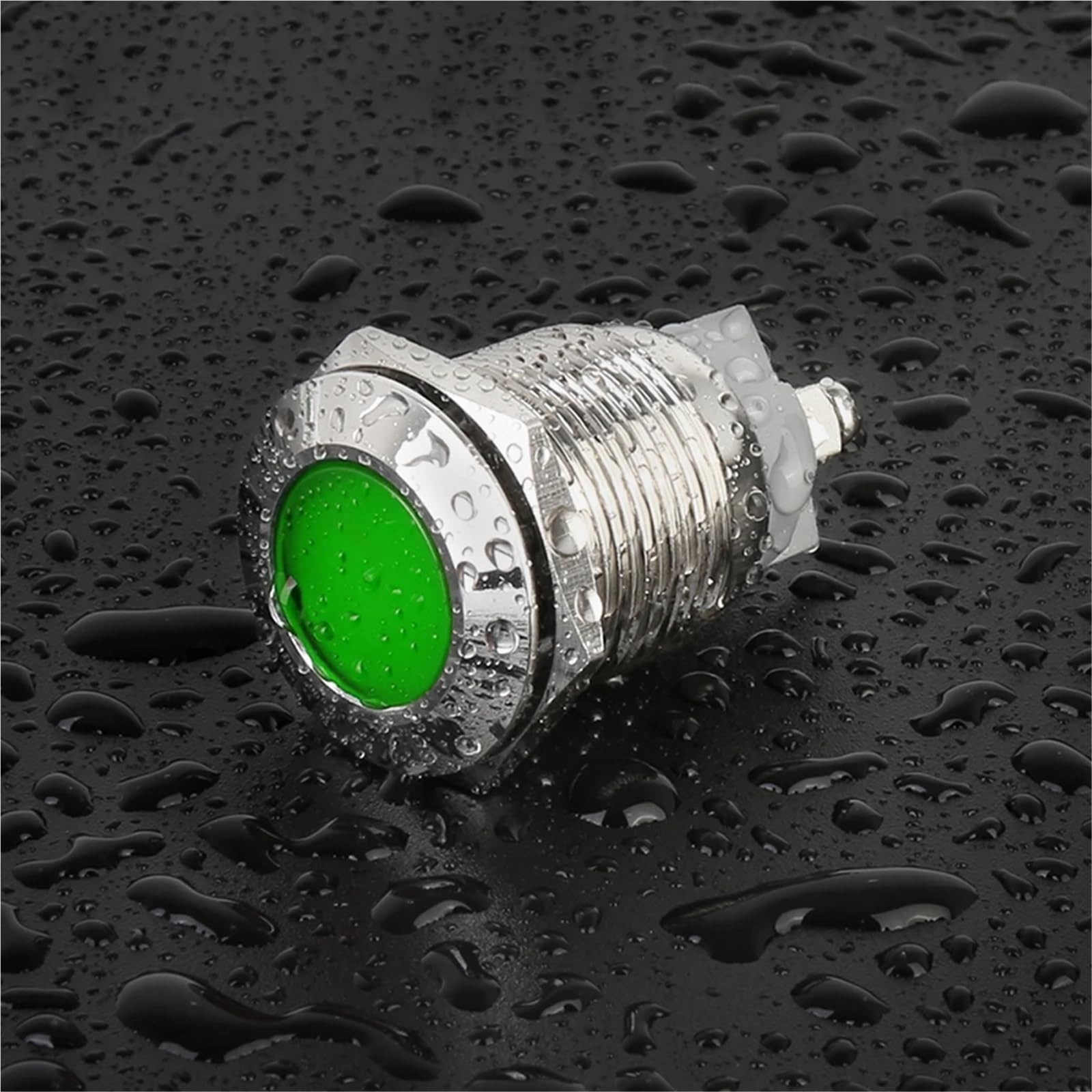 Lot de 10 voyants LED métalliques de 19 mm, alimentation AC/DC 3~220 V, mini-lampes de signalisation étanches IP65(Flat Green Light,3V-6V)